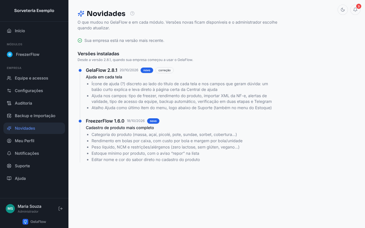 Tela Novidades