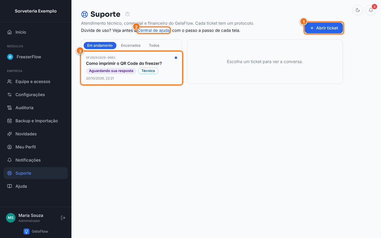 Tela Suporte